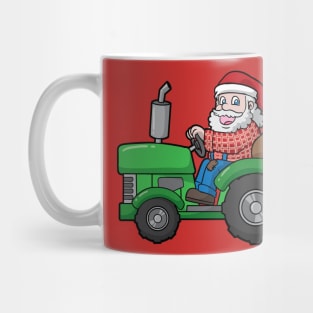 Santa Claus Farmer Tractor Merry Christmas Mug